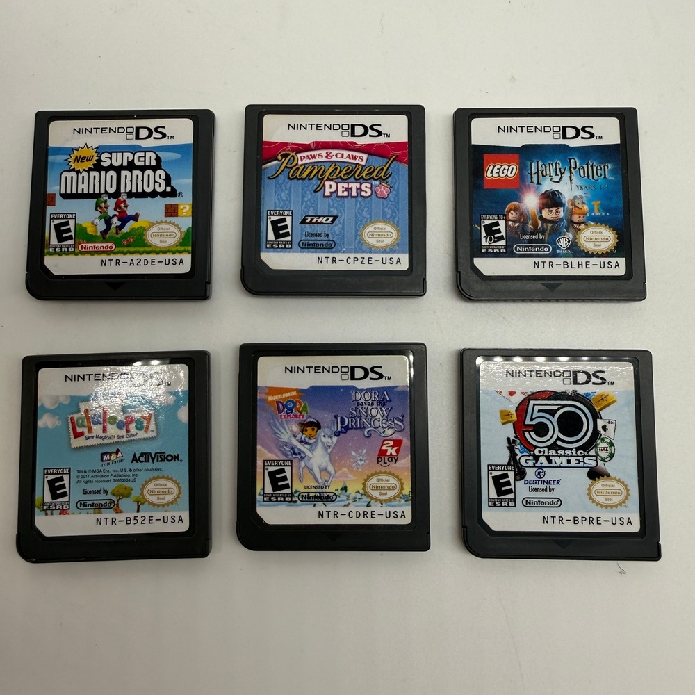 Nintendo DS Game Lot of 6 Mario Harry Potter Dora Lalaloopsy Paws Classic Games